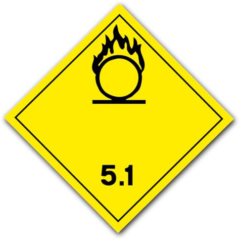 Aufkleber für den Transport gefährlicher Güter, ADR, 30 x 30 cm, zugelassenes Schild, Platte und Halterung verfügbar (Klasse 5.1 Schadstoffe)