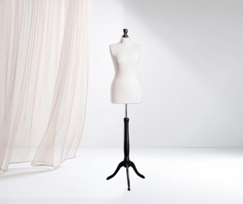 LUSORIA Schneiderpuppe, Schneiderbüste weiblich weiß/schwarzes Holz (XXL 46/48)