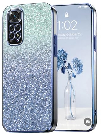 PanXCase Glitzer Hülle für Xiaomi Redmi Note 11 4G / Redmi Note 11S 4G | Transparente Glitzer-Handyhülle für Mädchen/Frauen, Elegant, Bling und Durchsichtig, Ultradünn, Stoßfeste Schutzhülle, Blue