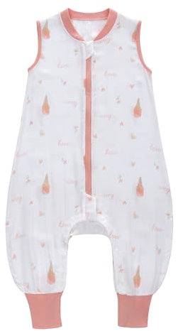 amo nenes Baby Schlafsack mit Füßen 0.5 Tog, Musselin Schlafsack, Kinder Sommerschlafsack für Jungen und Mädchen, Länge 84 cm, 24-36 Monate (Rosa)