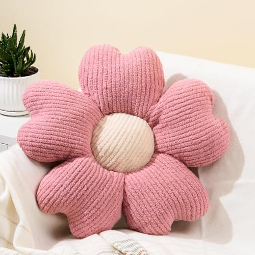Coussin décoratif en forme de fleur pour lit, sol, canapé, chaise - 40 cm - Rose
