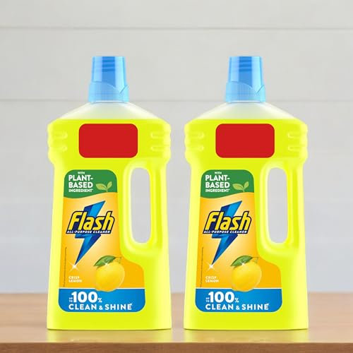 2 x All Purpose Floor Liquid Cleaner Crisp Lemon 950ml, Up To 100% Dirt And Grease Removal, Plant based ingredients, total 1900ml of bulk buy Floor Cleaner