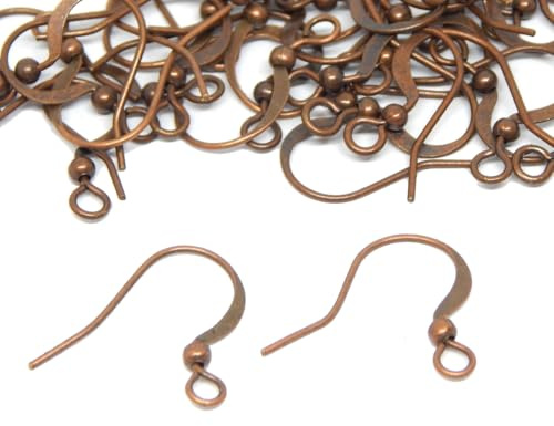 Perlin 25 Paar Ohrhänger Ohrhaken Fischhaken Ohrfedern mit Kugel, 15mm 50 Stück Ohrring Haken für die Schmuckherstellung basteln Schmuck (Kupfer)