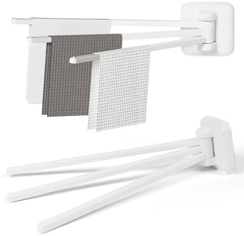 Toallero de baño con 3 brazos – Soporte giratorio de pared con ventosa fuerte – Sin agujeros – Diseño ahorra espacio