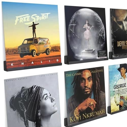 Vxcvzv 6 Pack Black Vinyl Wall Mount 4.72inch Floating Shelves for Picture Book Album Record CD Display in Bedroom Living Room Offices