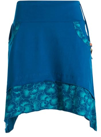 Vishes Alternative Bekleidung - Damen mini Rock Baumwolle Blumen-Muster extra breiter Bund mit Kordel-Zug und Taschen