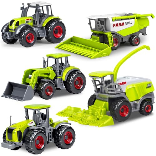 Farm Tractor Set- Alloy&ABS Plastic Digger Truck Vehicle Car Toys for Kids | Trucks Digger Excavator Tractor with Movable Parts, Educational Sand Pit Play Cake Topper Party Favor Birthday Gift