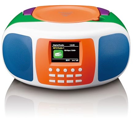 Lenco SCD-861KIDS - Tragbares DAB+/FM-Radio für Kinder mit Bluetooth® 5.3, CD-Player, Stereo-Sound, Farbdisplay, Weckfunktion, Akku- & Netzbetrieb, AUX & Kopfhöreranschluss - Buntes Design