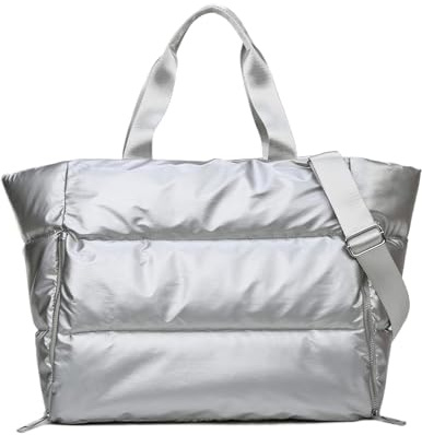 AMSLSIU Women S Fitness Tote Bag Lightweight and Convenient for Shopping Nylon One Shoulder Backpack Women Gym Bag Shoulder Bag, Silver