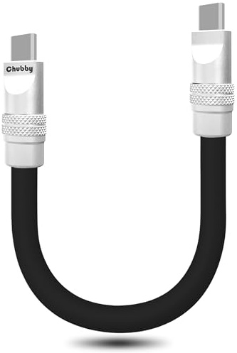 chubbycable Short Silicone USB C Cable, Type C to Type C, 10 inch, Black | Ultra-Thick Soft Silicone Design for Power Banks, Compact and Portable, Tangle-Free, Supports 240W Fast Charging