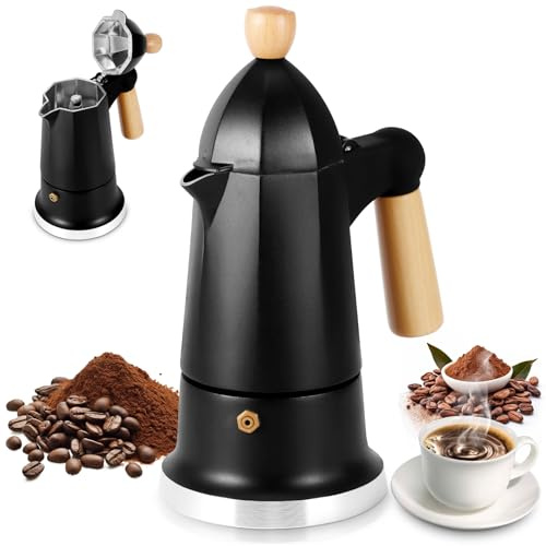 ZONJIE Moka Pot - Espresso Maker 3 Cup Stainless Steel Italian Coffee Percolator, Stovetop Coffee Maker 150ml, Suitable for Gas, Ceramic Hobs, Gift for Men & Women