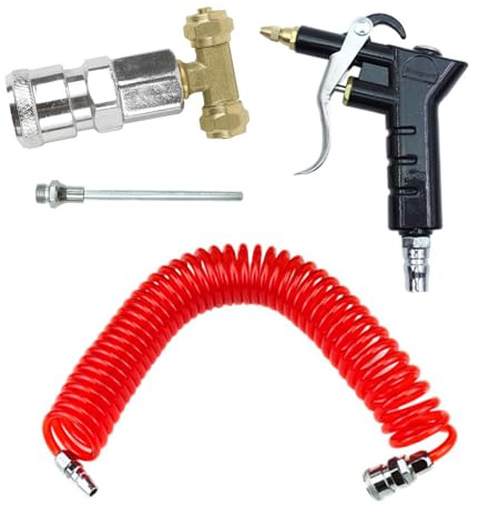 Heavy Duty Truck Air Duster Blow Gun Cleaning with 5 Metre Recoil Hose and 6 mm Quick Connector, Excellent Watertightness Prevents Leakage, Truck Air Duster Gun for Car Lorry