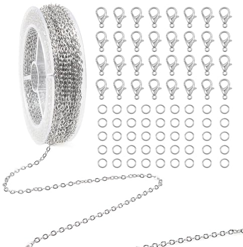 TOAOB 10 M Gliederkette Silber 2 mm Edelstahl Kabel Kette für Halskette
