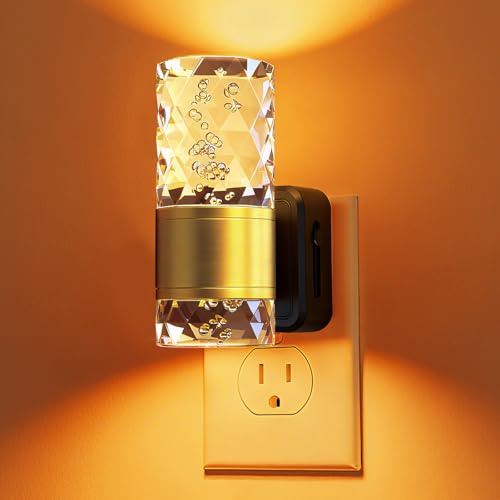 PKBD Night Light Plug in Wall with Dusk to Dawn Sensor,1 Pack | Adjustable 100LM Brightness & 3000K Warm White Light, Automatic Plug in Night Light for Bedroom, Hallway, Stairs, Bathroom