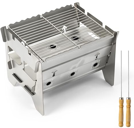 GwaOery Petit barbecue portable au charbon de bois pour camping, jardin, pique-nique, design amovible, mini table de cuisine, fêtes