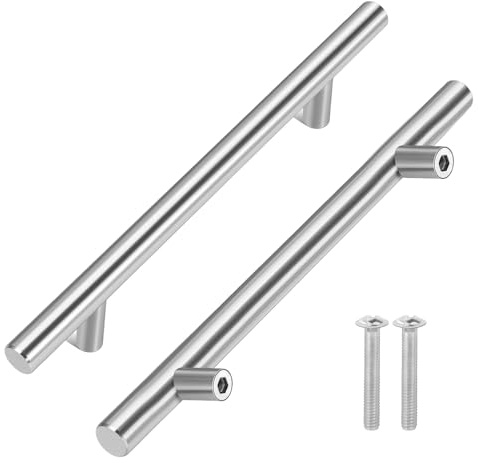20 Pcs Kitchen Door Handles Cupboard Handles Silver Hole Centers 130mm T Bar Stainless Steel Drawer Pulls Door Knobs for Kitchen Cupboard Drawer Cabinet Wardrobe Bathroom 7.8 in Long with 40 Screws
