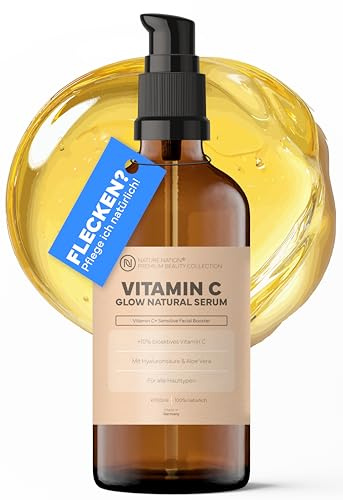 BIO Vitamin C Serum hochdosiert 10%: 6-Fach Anti Aging & Anti Falten Komplex; Gegen dunkle Pigmentflecken; Mit Hyaluronsäure & Aloe Vera; Naturkosmetik 100% vegan; Made in Germany (100ml)