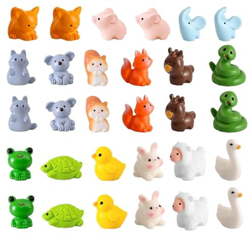 30 Miniatur Resinfiguren Frosch Ente für Mooslandschaften und Topfpflanzen