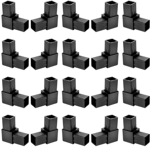 FRCOLOR Connettore Angolare in Plastica 20x20 Mm per Tubi Quadrati, Giunto Tubolare a 2 Vie Resistente alle Intemperie, Set da 20 Pezzi per Recinzioni e Supporti Condizionatori,