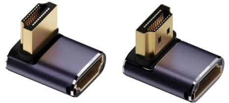HAPPOW 2 Pack Right Angle HDMI Adapter, 90 Degree HDMI Extender, 8K@60Hz 4K@120Hz UHD 48Gbps Male to Female Connector for HDTV, TV, Monitor and Projector