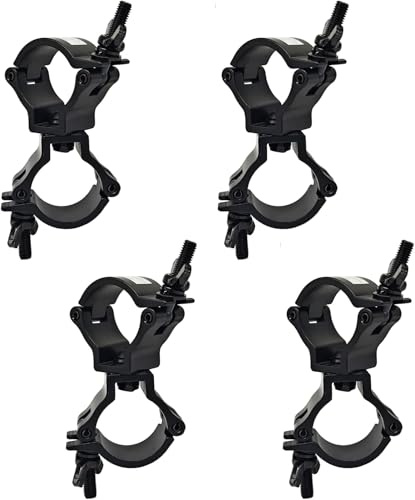 Traversen Klammern 4er Set, Truss Clamp Doppelklemme Rohr 48mm-52mm Schwarz Aluminium Traverse Haken für Bühnenbeleuchtung Tragkraft 100kg Truss O Clamp für bewegliche Bühnenlichter