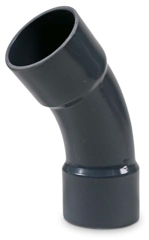 PVC-U Bogen 45° Ø 50 mm - Grauer Klebe-Fitting mit beidseitiger Klebemuffe - Aus gezogenem Rohr - PN10 für Pool Verrohrung