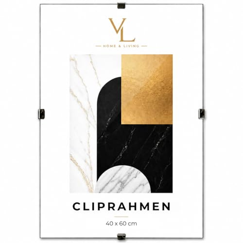 VELORA H&L Cliprahmen 40 x 60 cm - Rahmenloser Bilderrahmen aus Acrylglas für Fotos, Poster, Kunstwerke & Urkunden, horizontal oder vertikal