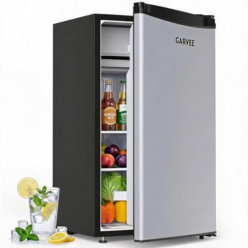 Garvee 92L Mini Kühlschrank mit Gefrierfach – Schnelle Kühlung, 5 Temperaturstufen (0–18°C), leise, Gemüseschublade, verstellbare Füße – kompakt & freistehend für Zimmer, Büro, Studentenwohnheim