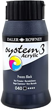 Daler-Rowney System3 Acrylic Paint, Plastic Pot, 16.91oz - 500 ml, Process Black