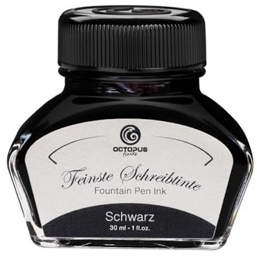 Füllhaltertinte im Tintenglas, Schreibtinte für Füllhalter, Füllertinte in Schwarz 30ml im Tintenfass, Kalligraphie Tinte