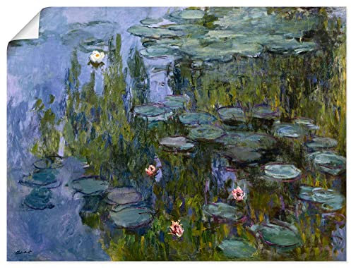 ARTland Poster Kunstdruck Wandposter Bild ohne Rahmen 80x60 cm Teich See Pflanzen Blumen Seerosen Nympheas 1918 Impressionismus Claude Monet T7DE
