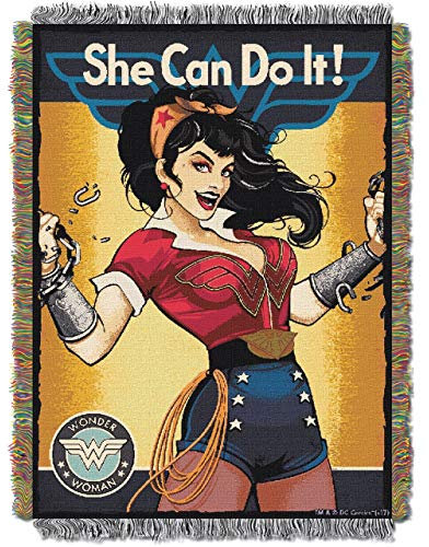 Northwest Woven Tapestry Throw Wonder Woman She Can gewebter Wandteppich, Überwurf, von The Company, Polyester, 48 x 60