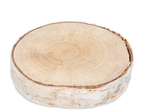 NaDeco Birkenscheibe rund, mit einem von Durchmesser ca. 10-15cm x Stärke ca. 2cm | Holzscheibe zum Basteln und Dekorieren und zur Brandmalerei | Birkenstamm Scheiben | Birkenholz Deko | Holzscheibe