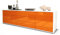 Stil.Zeit TV Schrank Lowboard Ariella, Korpus Weiss matt, Front Hochglanz-Design Mandarine (180x49x35cm), mit Push-to-Open Technik & Leichtlaufschienen