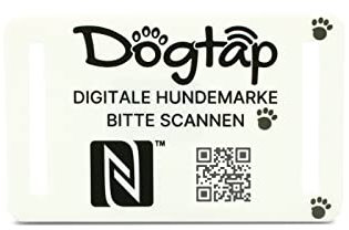 Dogtap Light Big, digitale Hundemarke für mittlere bis große Hunde, mit NFC-Chip und QR Code für Kontaktdaten und Steckbrief, aus Silikon, wasserfest, flexibel, 67 x 40 mm