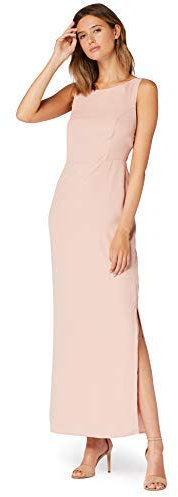 Marque Amazon - TRUTH & FABLE Robe Longue Trapèze en Satin Femme, Rose (Pink), 40, Label:M