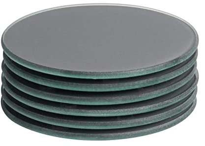 Harbour Housewares Glass Coasters - Round - 10cm - Grey - Pack of 6 - Tabletop Protection Mat Drink Coaster Decorative Dining Placemat for Cups, Mugs
