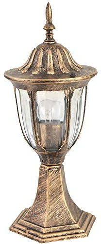 BAKAJI Vittorianische Klassische Gartenlaterne aus Aluminium und Glas sechseckige Laterne Farbe Bronze Antik-Finish IP44 E27 (1 Licht 30 cm)