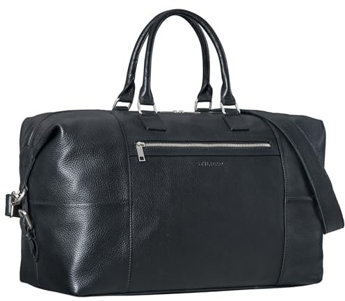 STILORD 'Rover' Bolsa de Viaje Grande de Piel para Hombres Mujeres Cuero Bolsa Deporte Vintage Fin de Semana para Vacaciones Acoplable al Carro, Color:Negro