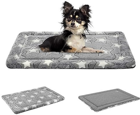 EMPSIGN Hundebett kleine Hunde, Waschbar Hundekissen (kühl und warm), Hundematte aus hochdichtem Schaumstoff für Käfige, grau, 61x46x2,8cm