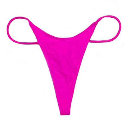 SHEKINI Femme Maillot de Bain Bikini Bas de Bikini Brésilien Thong Swim Trunks String Bas de Maillots Sexy Bas de Bikini de Plage(S,Rose Fluorescent B)