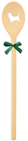teemando® kräftiger Marken-Kochlöffel aus Holz, extra stabil mit Motiv Dackel und Schleife, Handmade aus Deutschland, Grillen, Kochen, Familie, Geschenkidee, Weihnachten