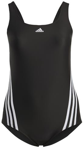 adidas Damen 3-Stripes Swim Suit (Plus Size), Black/White, XL Plus