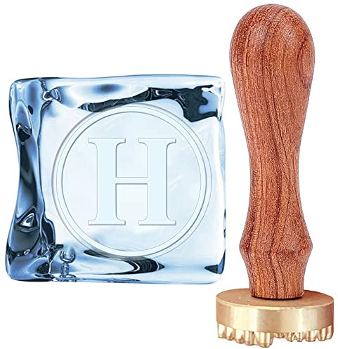 CRASPIRE H Ice Stamp Letter Ice Cube Stamp Ice Branding Stamp with Removable Brass Head & Wood Handle Vintage Ice Stamp for DIY Crafting Cocktail Whiskey Mojito Drinks Bar Making
