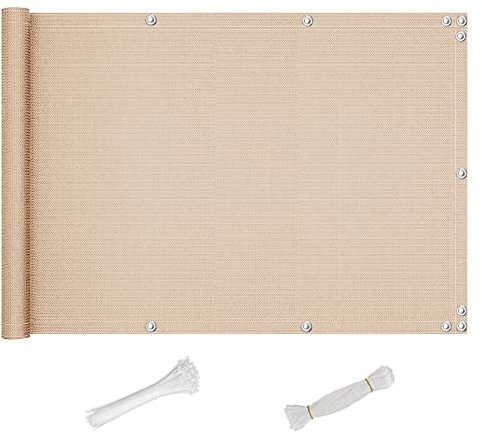 QINGLV Brise Vue 130x900cm Clôture De Protection De La Vie Privée Opaque Imperméable Paravent De Balcon Opaque pour Jardin Terrasse ExtéRieur -Couleur Sable