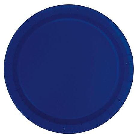 Unique- Assiettes en Carton Écologiques-18 cm-Couleur Bleu Marine-20 Pièces (Lot de 1), 30948EU, Navy Blue