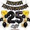 Feelairy Geburtstagsdeko 25 Jahre Frauen, Luftballon 25. Geburtstag Deko Männer, Schwarz Gold Tortendeko Happy 25th Birthday Deko 25 Jahre Frau, Ballon 25. Geburtstag Mann Party Dekoration Set