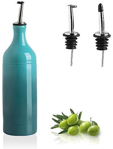 Sweejar Large Ceramic Olive Oil Dispenser Bottle, Opaque Oil Cruet Protects Oil to Reduce Oxidation, Storage Oil, Vinegar, Soy Sauce & Other Liquids, Pack of 1, 24 Fl Oz (Gradient Blue)