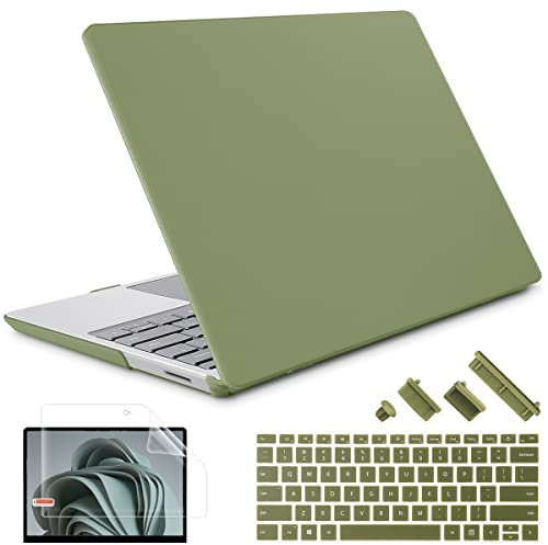 Lepeoac for 15 Microsoft Surface Laptop 3/4/5 with Metal Palm Rest ONLY Model: 1872 1873 1953 1979 (2019-2022), Plastic Hard Shell Case with Keyboard Cover & Screen Protector, Dark Olive Green