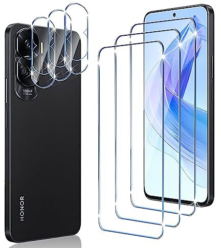 Wonsoso Compatible avec Honor 90 Lite 5G Verre trempé, 3 Pièces 9H Dureté Protection Écran et 3 Pièces Caméra Arrière Protecteur, Ultra HD Sans Bulles, Anti-rayure Film Protection D'écran